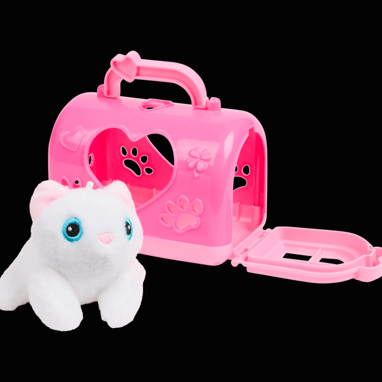 Pluchen dier in draagkoffer