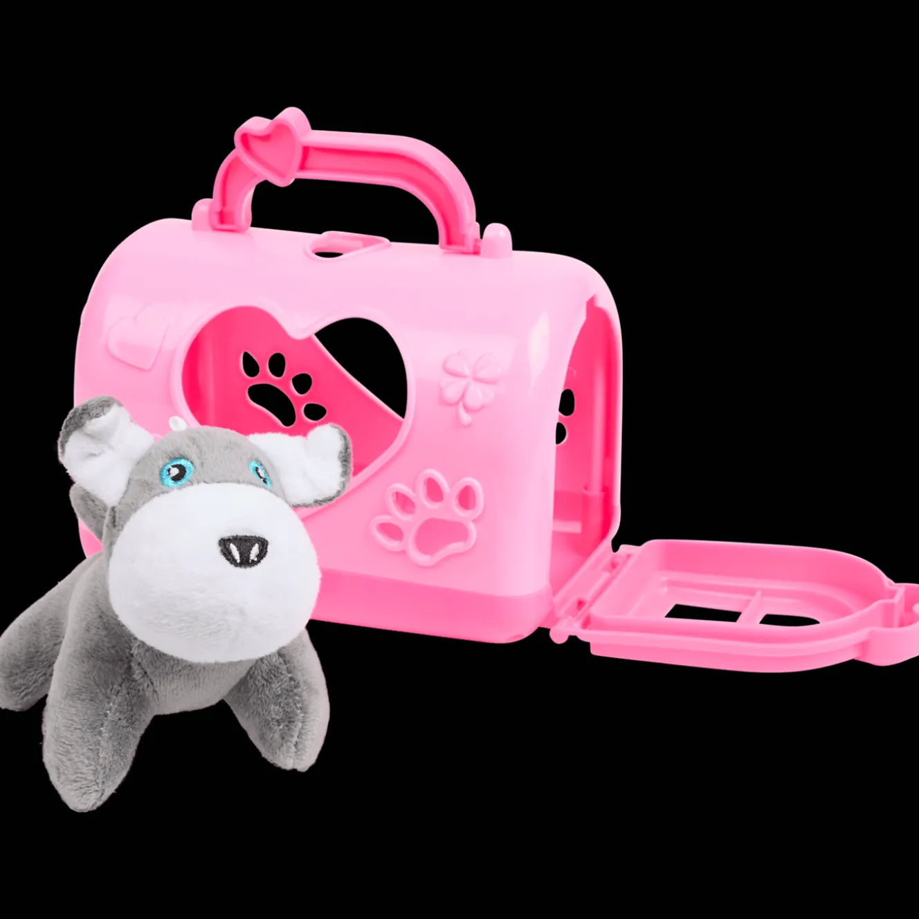 Pluchen dier in draagkoffer