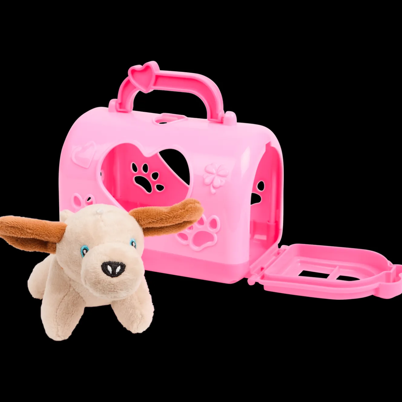 Pluchen dier in draagkoffer