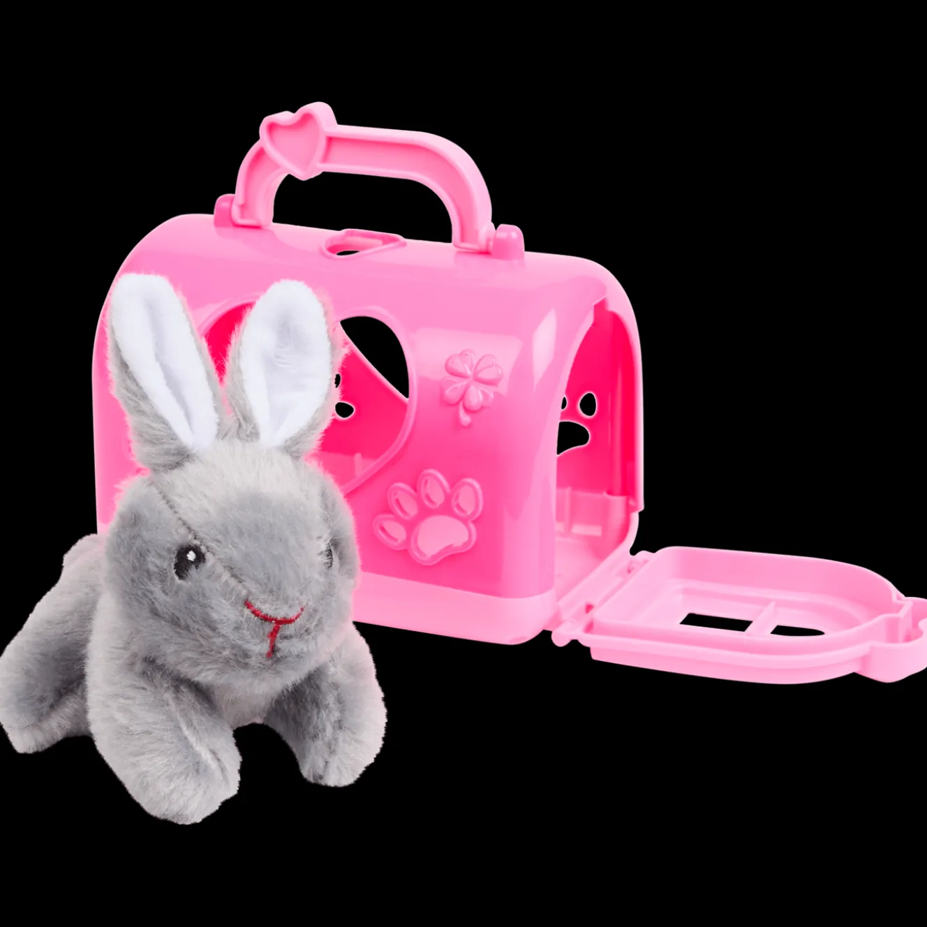 Pluchen dier in draagkoffer