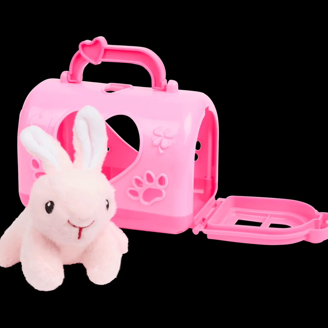 Pluchen dier in draagkoffer