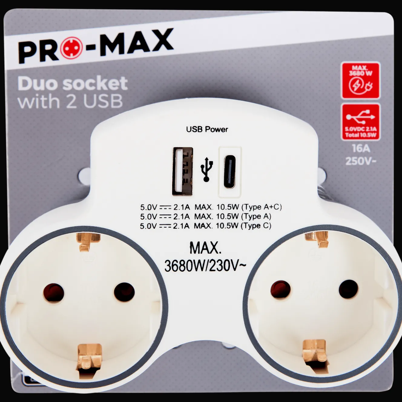 Pro-max dubbele wandstekker